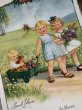 画像3: Postcard　アンティークポストカード　歌う帰り道　お花摘みの女の子たち　テディベア　Pauli Ebner　 (3)