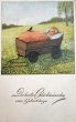 画像1: Postcard　アンティークポストカード　赤ちゃんと小鳥　ピクニック　Pauli Ebner　ドイツ1932年 (1)