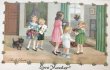 画像1: Postcard　アンティークポストカード　パーティに招かれた子どもたち　テリア犬　Pauli Ebner　ドイツ (1)