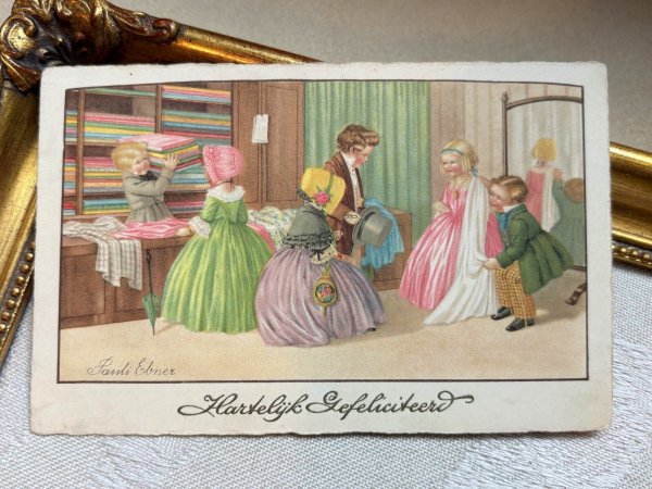 画像2: Postcard　アンティークポストカード　お仕立てサロン　生地屋　ドレスショップ　Pauli Ebner　 (2)