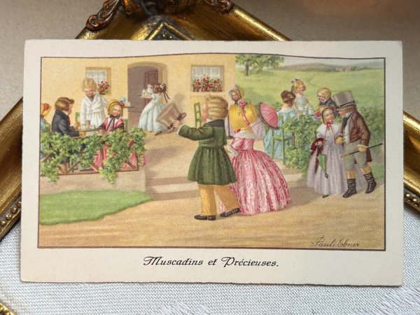 画像2: Postcard　アンティークポストカード　ガーデンパーティ　ティータイム　　Pauli Ebner　（未使用） (2)
