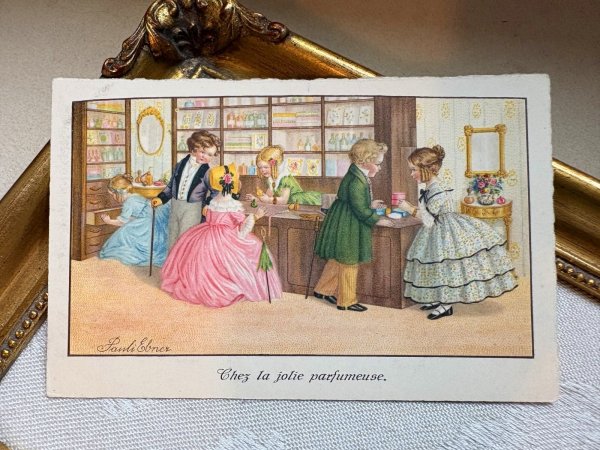 画像2: Postcard　アンティークポストカード　香水屋さん　パフュームショップ　Pauli Ebner　1939年 (2)