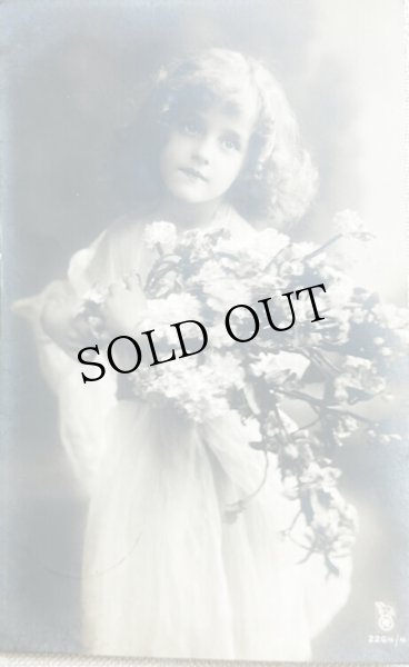 画像1: Postcard    アンティークポストカード　お花と女の子　写真　 Grete Reinwald  ドイツ1909年 (1)