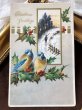 画像2: Postcard　クリスマス　小鳥とホーリーと雪景色　フィンチ (2)