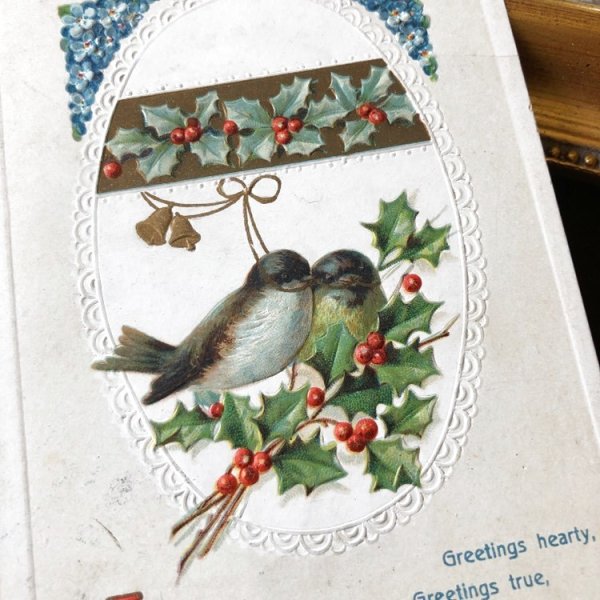 画像1: Postcard　クリスマス　小鳥とホーリー (1)