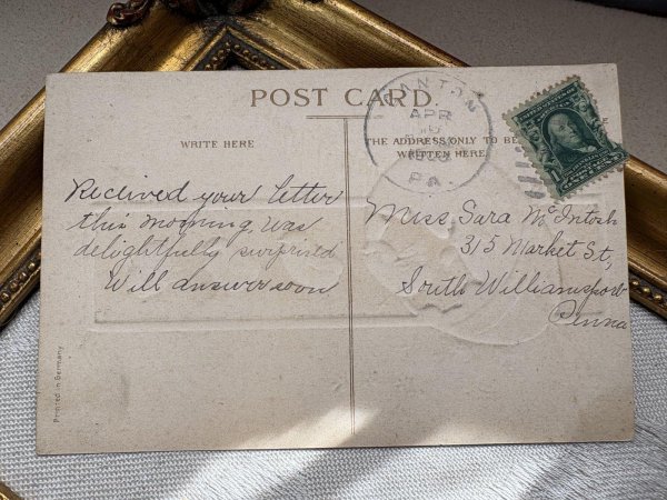 画像3: Postcard　アンティークポストカード　イースター 　卵から出てきたヒヨコ　忘れな草　Ellen Clapsaddle (3)