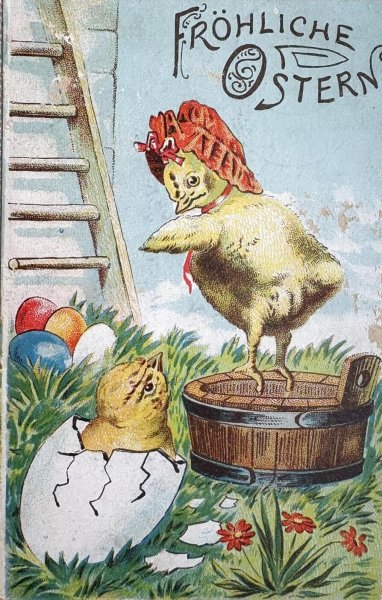 画像1: Postcard　アンティークポストカード　イースター　生まれたてのヒヨコ　ひよこ　 (1)