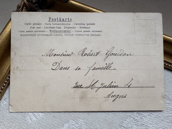 画像4: Postcard 　アンティークポストカード   イースター　カエルの合唱　バイオリン　指揮者　フランス1903年 (4)