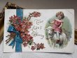 画像2: Postcard 　アンティークポストカード   バレンタイン　羊と女の子　アメリカ1912年 (2)