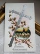 画像2: Postcard 　アンティークポストカード   イースター　羊と十字架　ネコヤナギ　（未使用） (2)