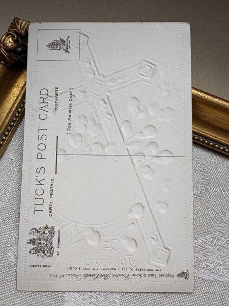 画像3: Postcard 　アンティークポストカード   イースター　羊と十字架　ネコヤナギ　（未使用） (3)