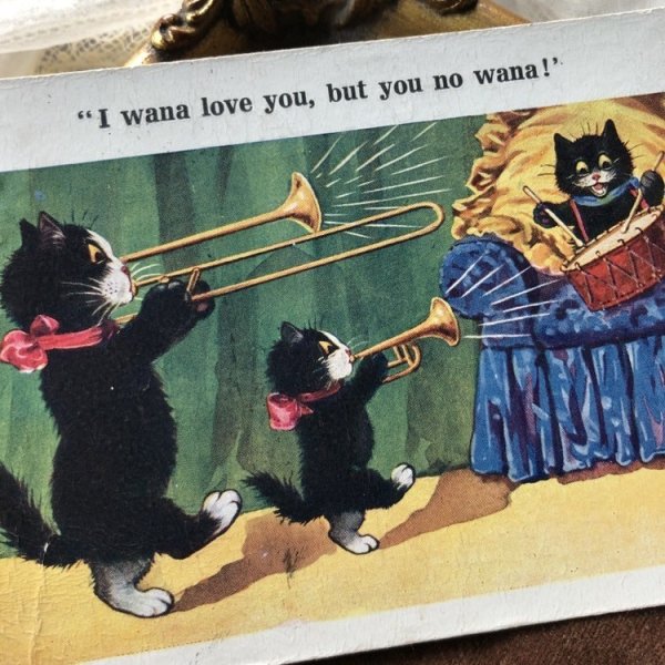画像1: Postcard　トランペットを吹く黒猫たち　イギリス1924年 (1)