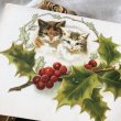 画像1: Postcard　クリスマス　2匹の猫　三毛猫　キジトラ白　Helena Maguire (1)