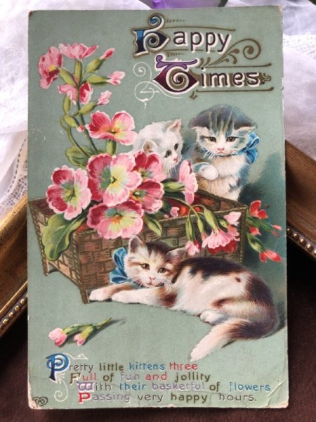 画像2: Postcard お花と3匹の子猫たち  (2)