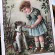 画像1: Postcard　ワイヤーフォックステリア犬と女の子　ベルギー (1)