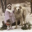 画像1: Postcard　グレートピレニーズ犬と小さな女の子　イギリス1915年 (1)
