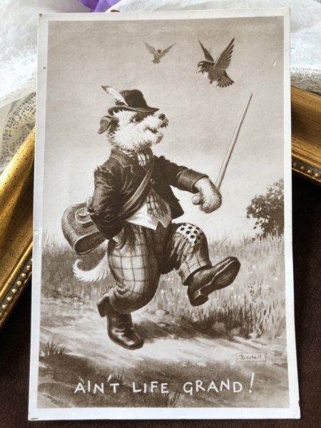 画像2: Postcard　小鳥と歩く犬さん　Bestall (2)