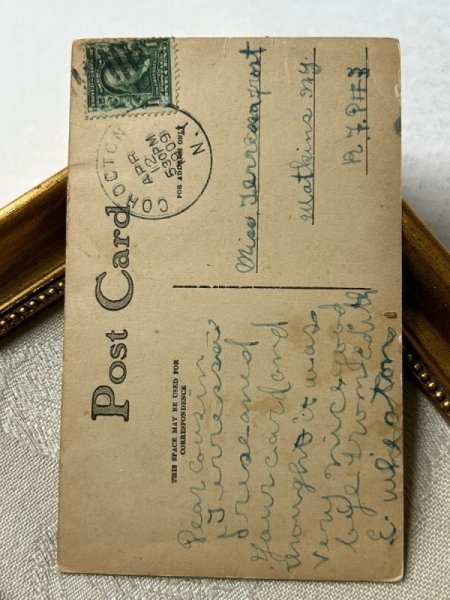 画像3: Postcard   アンティークポストカード 青いリボンの猫 Kenton アメリカ1909年 (3)