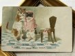 画像2: Postcard  　アンティークポストカード　ショールをかけてあげる猫　Helena Maguire　アメリカ1908年 (2)