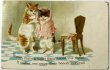 画像1: Postcard  　アンティークポストカード　ショールをかけてあげる猫　Helena Maguire　アメリカ1908年 (1)