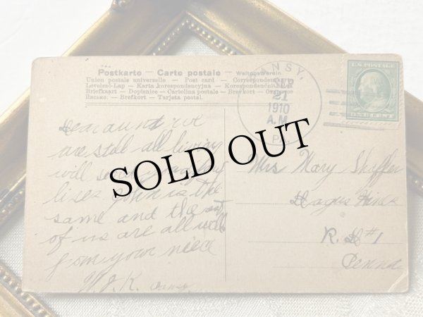 画像5: Postcard  　アンティークポストカード　お化粧台の上で遊ぶ子猫たち　時計　薔薇　香水　アメリカ1910年 (5)