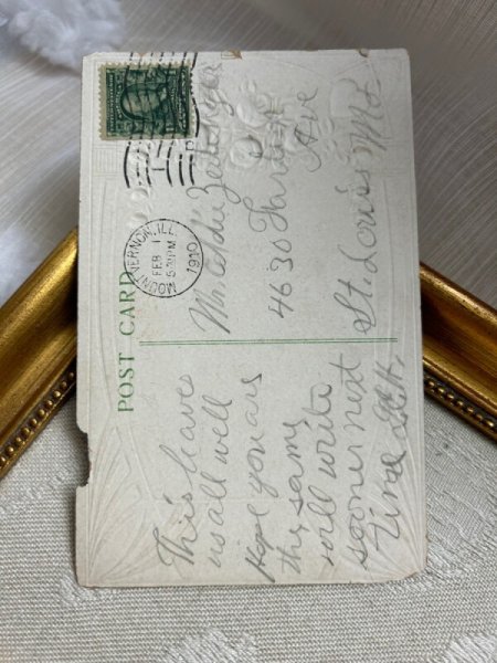 画像4: Postcard   アンティークポストカード ドレスアップしてお出かけをする猫たち バレンタイン ハート 薔薇 (4)