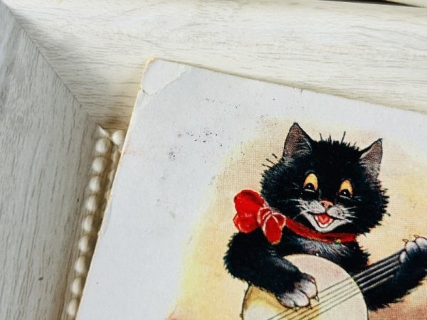 画像2: Postcard   アンティークポストカード バンジョーを弾く黒猫 ベルギー1926年 (2)