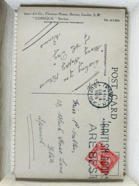 画像2: Postcard   アンティークポストカード ボールと黒猫 サッカー イギリス1926年  (2)