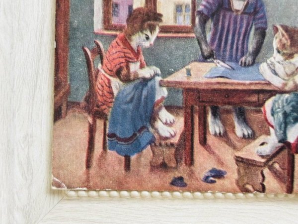画像3: Postcard   アンティークポストカード 猫の洋裁屋さん ミシン フランス1944年 (3)