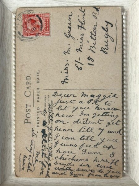 画像2: Postcard  　アンティークポストカード　Good Luck 幸運を呼ぶ黒猫　犬に飛び乗る猫　イギリス1920年 (2)