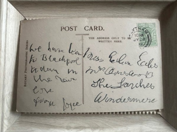 画像3: Postcard アンティークポストカード フライパンの上の2頭の子猫 写真 イギリス1909年 (3)