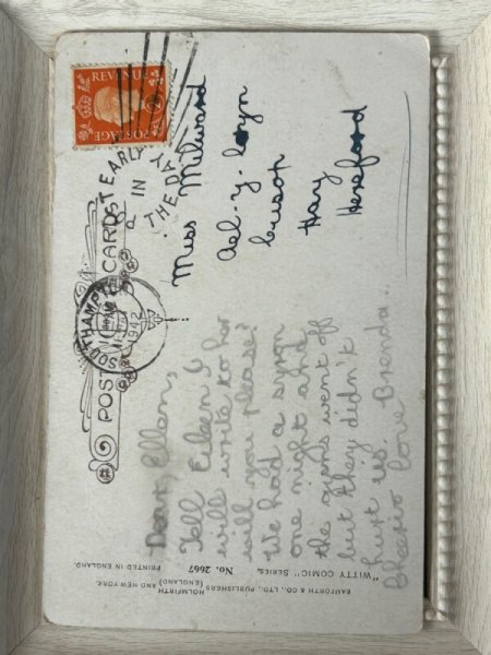 画像2: Postcard  　アンティークポストカード　Good Luck 幸運を呼ぶ黒猫　馬蹄　イギリス1942年 (2)