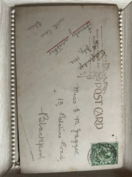 画像2: Postcard アンティークポストカード 秤と子猫 写真 イギリス1912年 (2)