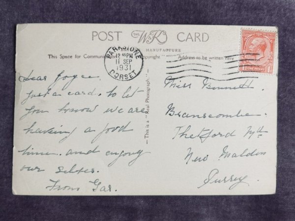 画像2: Postcard アンティークポストカード 2匹の子猫と扇子 イギリス1931年 (2)