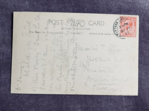 画像2: Postcard アンティークポストカード フライパン上の子猫と魚の骨 写真 イギリス1925年 (2)