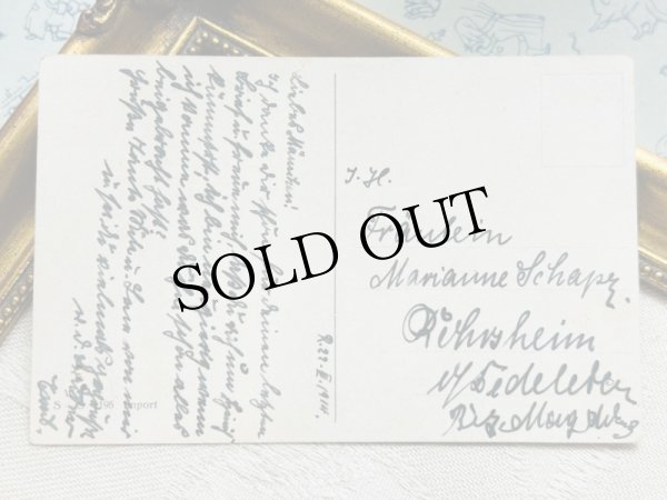 画像3: Postcard　アンティークポストカード　お風呂に入る女の子とダックスフンド犬　1914年 (3)