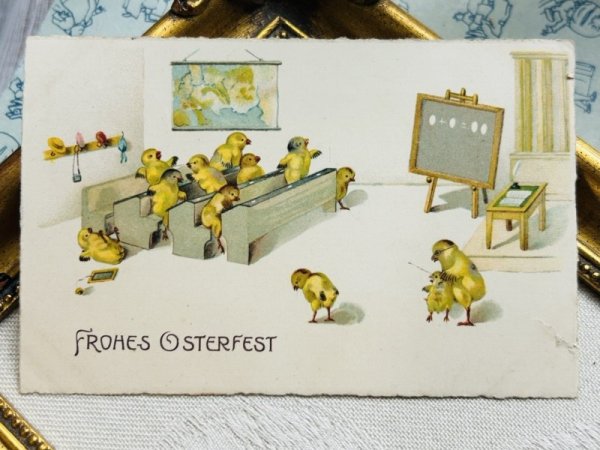 画像4: Postcard　アンティークポストカード　イースター 　ヒヨコの学校　ひよこ　ドイツ1935年 (4)