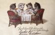 画像1: Postcard　アンティークポストカード　猫のお茶会　ティーパーティ　Wally Fialkowska　ドイツ1932年 (1)