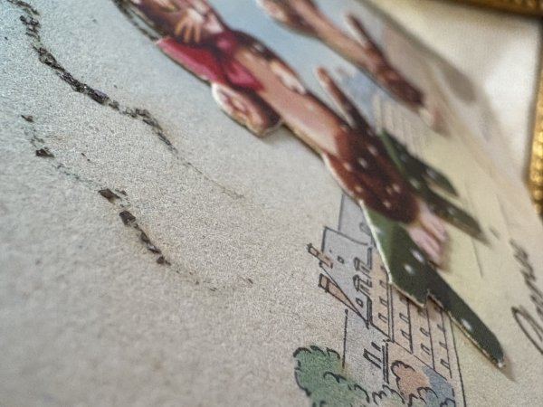 画像3: Postcard アンティークポストカード 雪降る日に公園で待ち合わせをしていた猫たち 傘 フランス  (3)