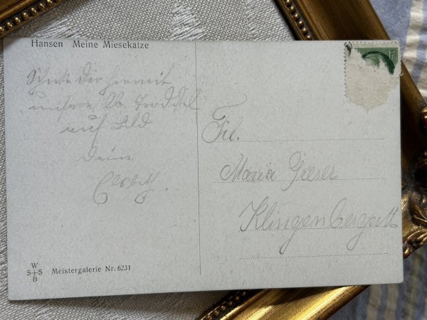 画像4: Postcard アンティークポストカード 女の子と白い猫 ドイツ (4)