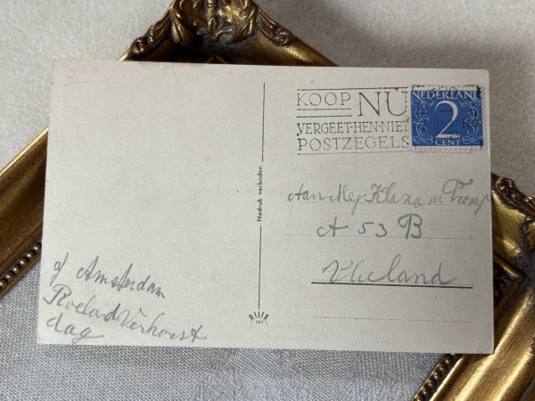 画像3: Postcard　アンティークポストカード　猫のおばあちゃん　絵本読み聞かせ　オランダ1949年 (3)