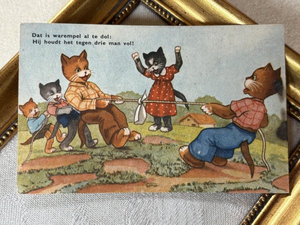 画像2: Postcard　アンティークポストカード　猫の綱引き　（未使用） (2)