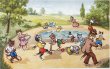 画像1: Postcard　アンティークポストカード　公園で遊ぶ猫たち　 (1)