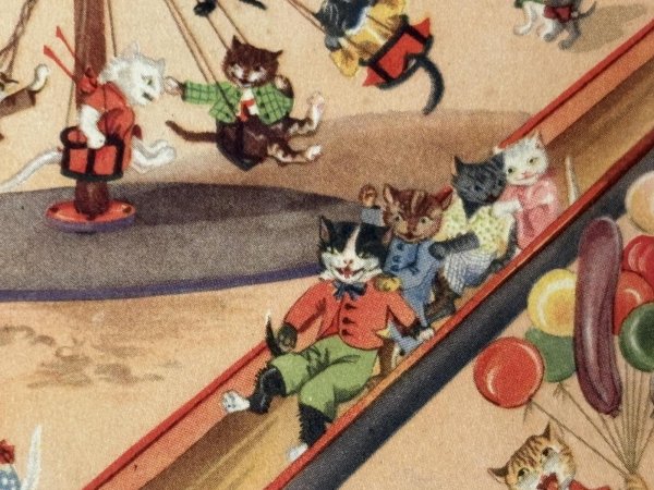 画像4: Postcard　アンティークポストカード　遊園地で遊ぶ猫たち　オランダ1955年 (4)