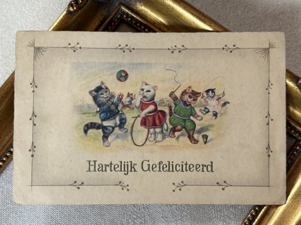 画像2: Postcard　アンティークポストカード 　おもちゃで遊ぶ子猫たち　 (2)