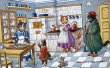 画像1: Postcard　アンティークポストカード 　猫家族の台所　キッチン　スイス (1)