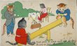 画像1: Postcard　アンティークポストカード 　シーソー遊ぶをする猫　1935年 (1)
