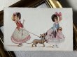 画像2: Postcard　アンティークポストカード　ダックスフンド犬を連れ歩く女の子　フランス1924年 (2)