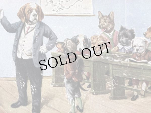 画像3: Postcard　アンティークポストカード　犬の学校　遅刻を咎められるダックスフンド犬　 (3)