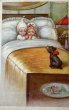 画像1: Postcard　アンティークポストカード　ベッドの上の子犬と子どもたち　イタリア (1)
